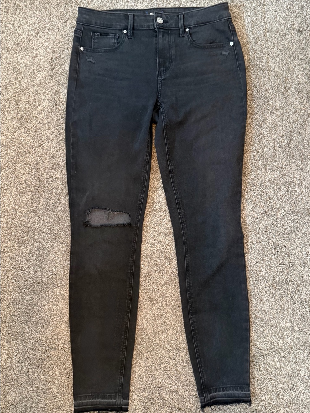 PAIGE Verdugo Ankle Distressed Black Skinny Jeans 28